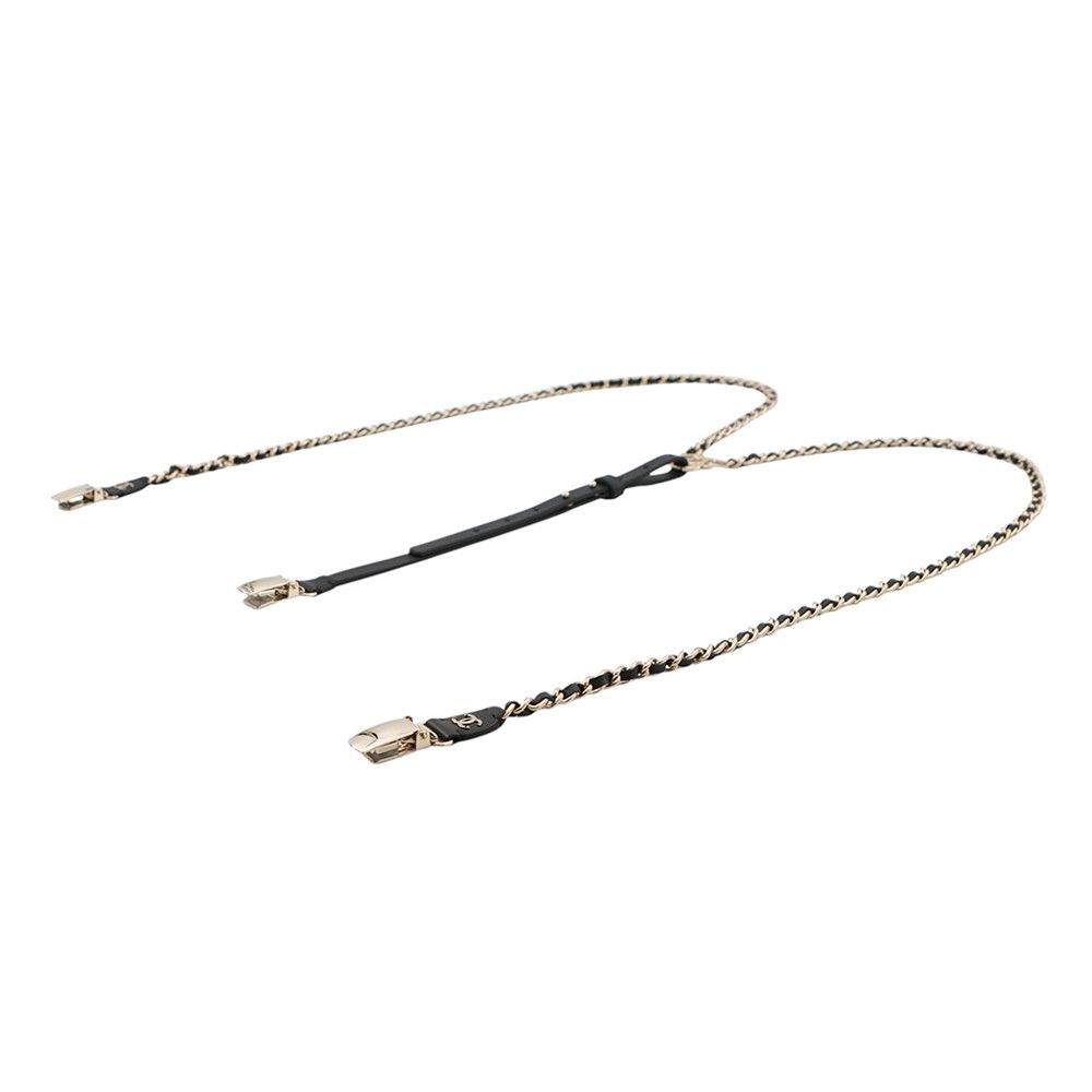 Chanel Suspenders Chain CC Logo Leather M Black — view 2
