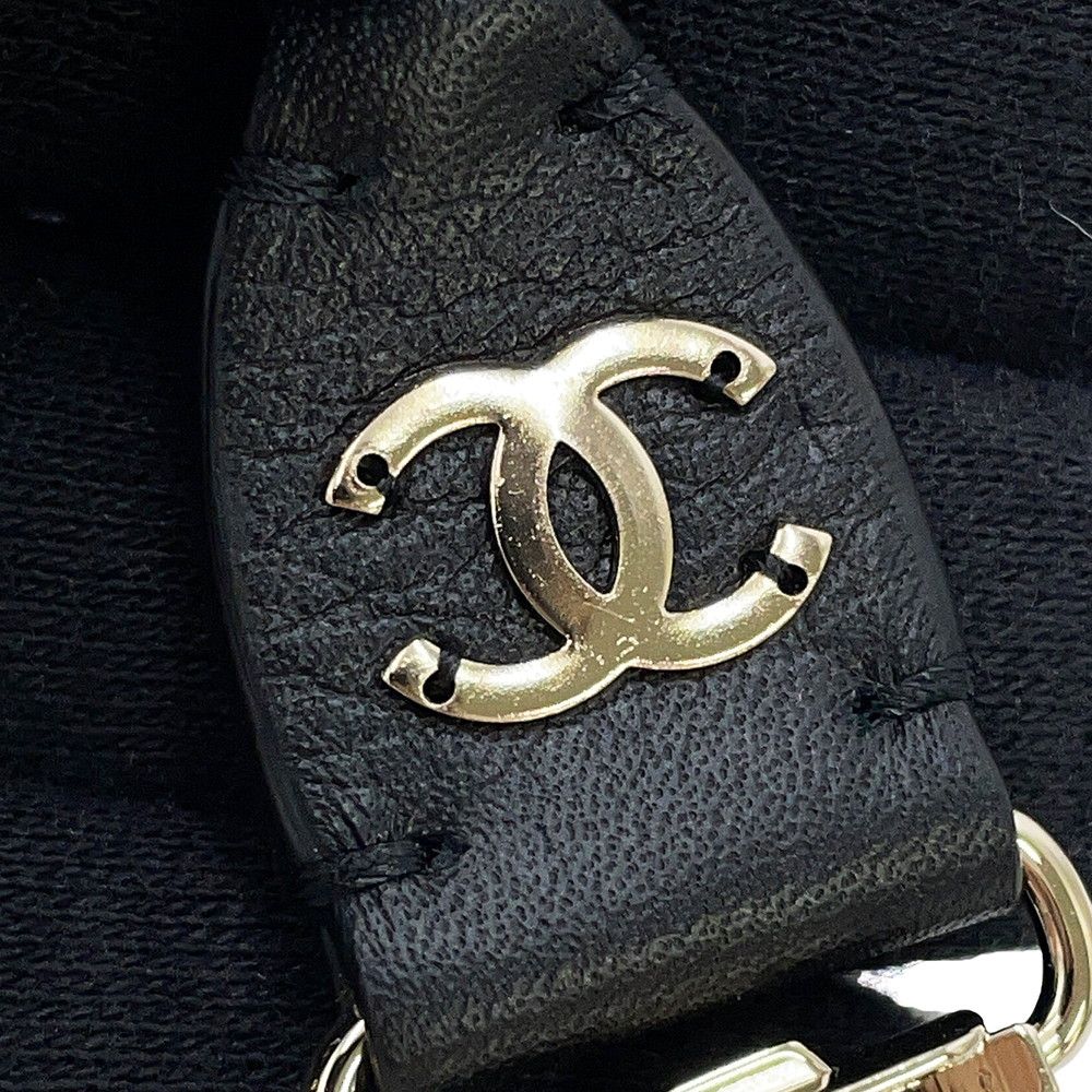 Chanel Suspenders Chain CC Logo Leather M Black — view 7