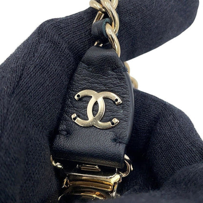 Chanel Suspenders Chain CC Logo Leather M Black — view 5
