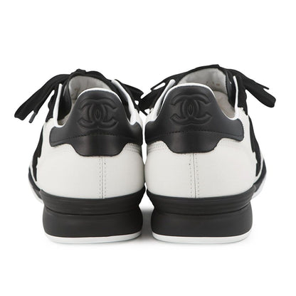 Chanel Sneakers CC Logo Quilted Leather Suede 38 Shoes White Black — view 3