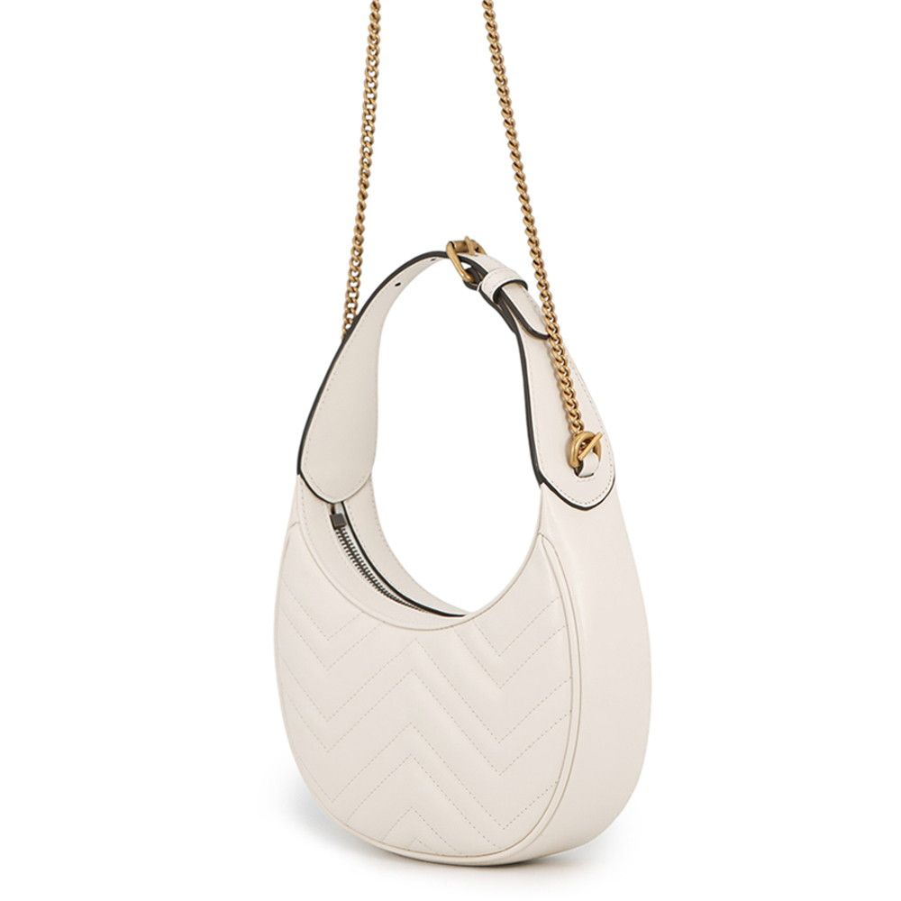 Gucci Handbag GG Marmont Half Moon Chez Blanc Quilted Bag Shoulder White — view 2