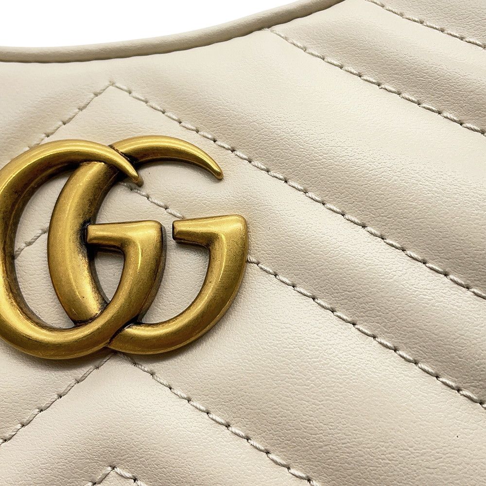 Gucci Handbag GG Marmont Half Moon Chez Blanc Quilted Bag Shoulder White — view 9