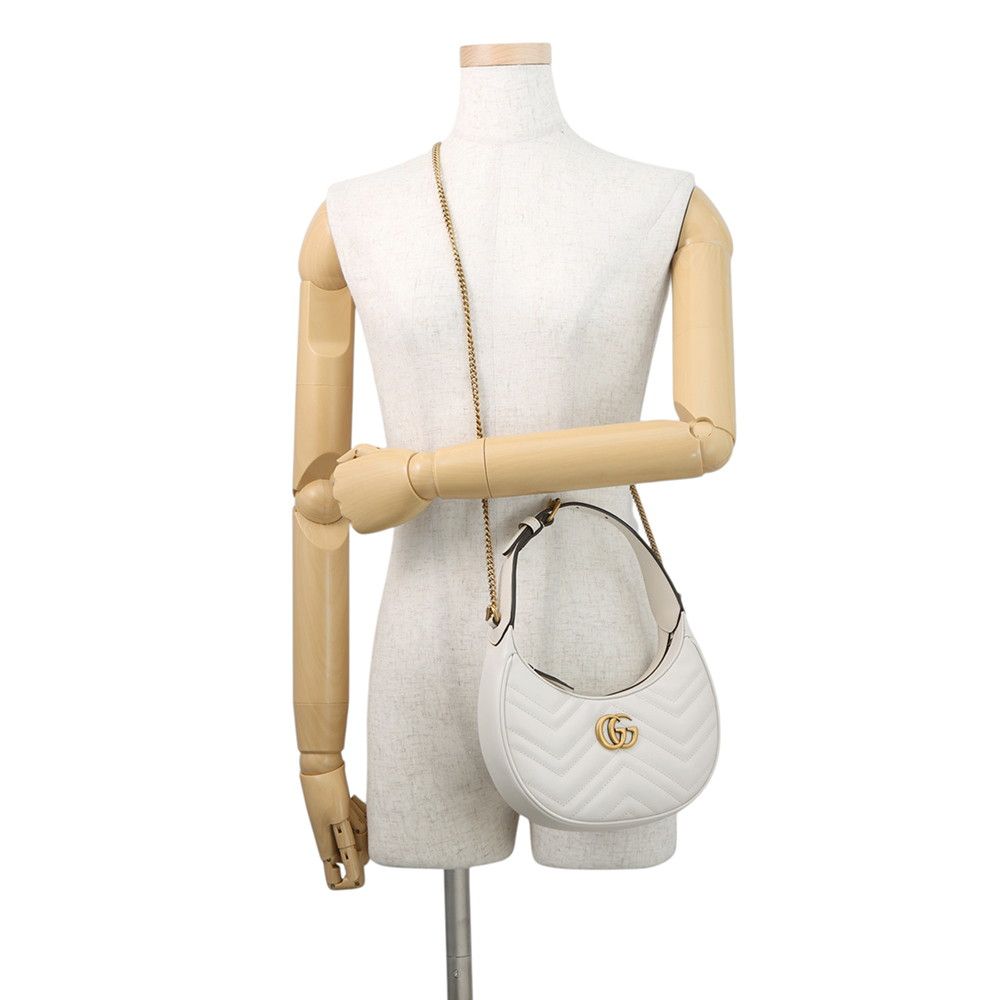 Gucci Handbag GG Marmont Half Moon Chez Blanc Quilted Bag Shoulder White — view 5