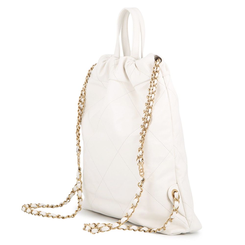 Chanel Backpack 22 Small Shiny Calfskin White — view 2