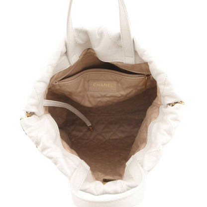 Chanel Backpack 22 Small Shiny Calfskin White — view 5