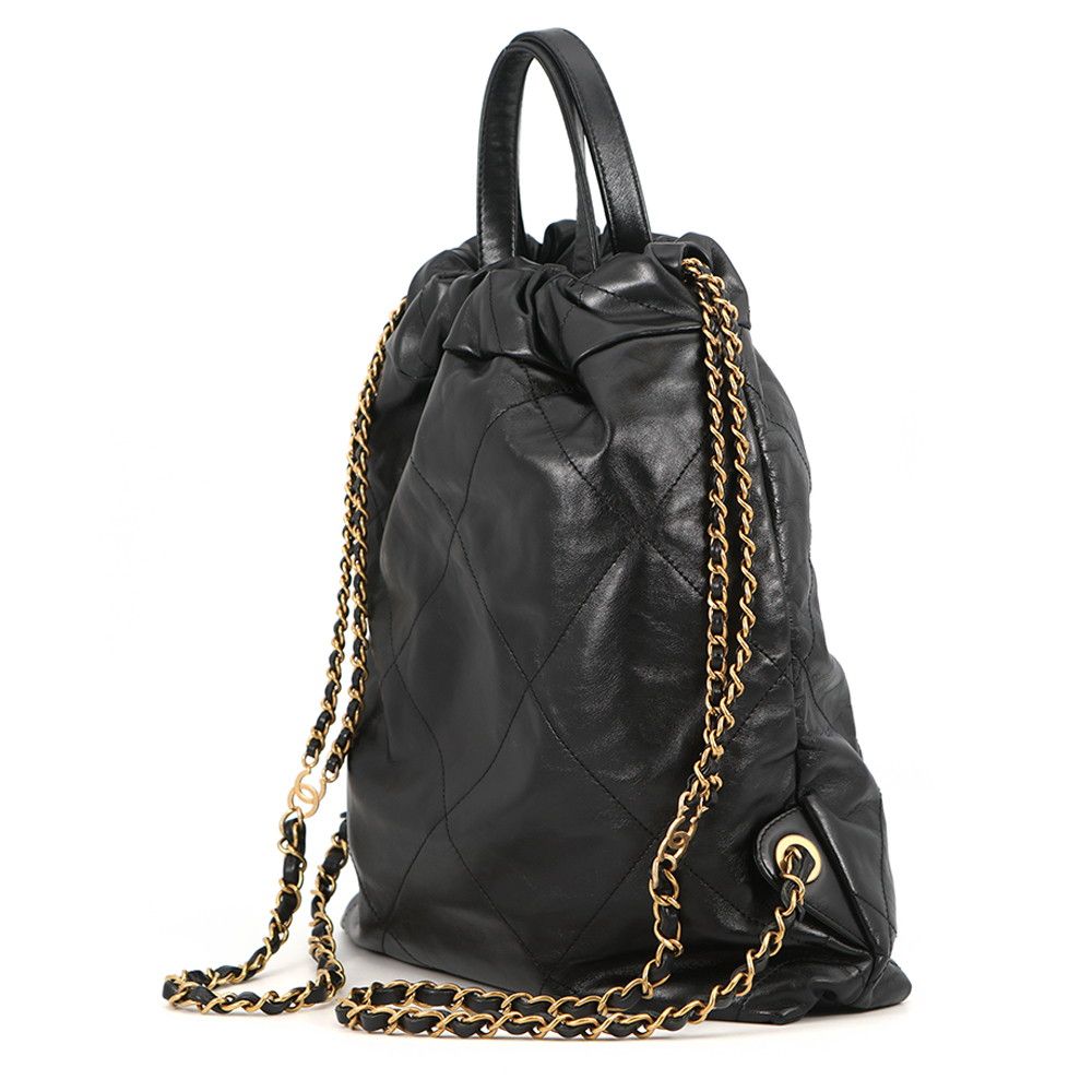 Chanel Backpack 22 Small Shiny Calfskin Black — view 2