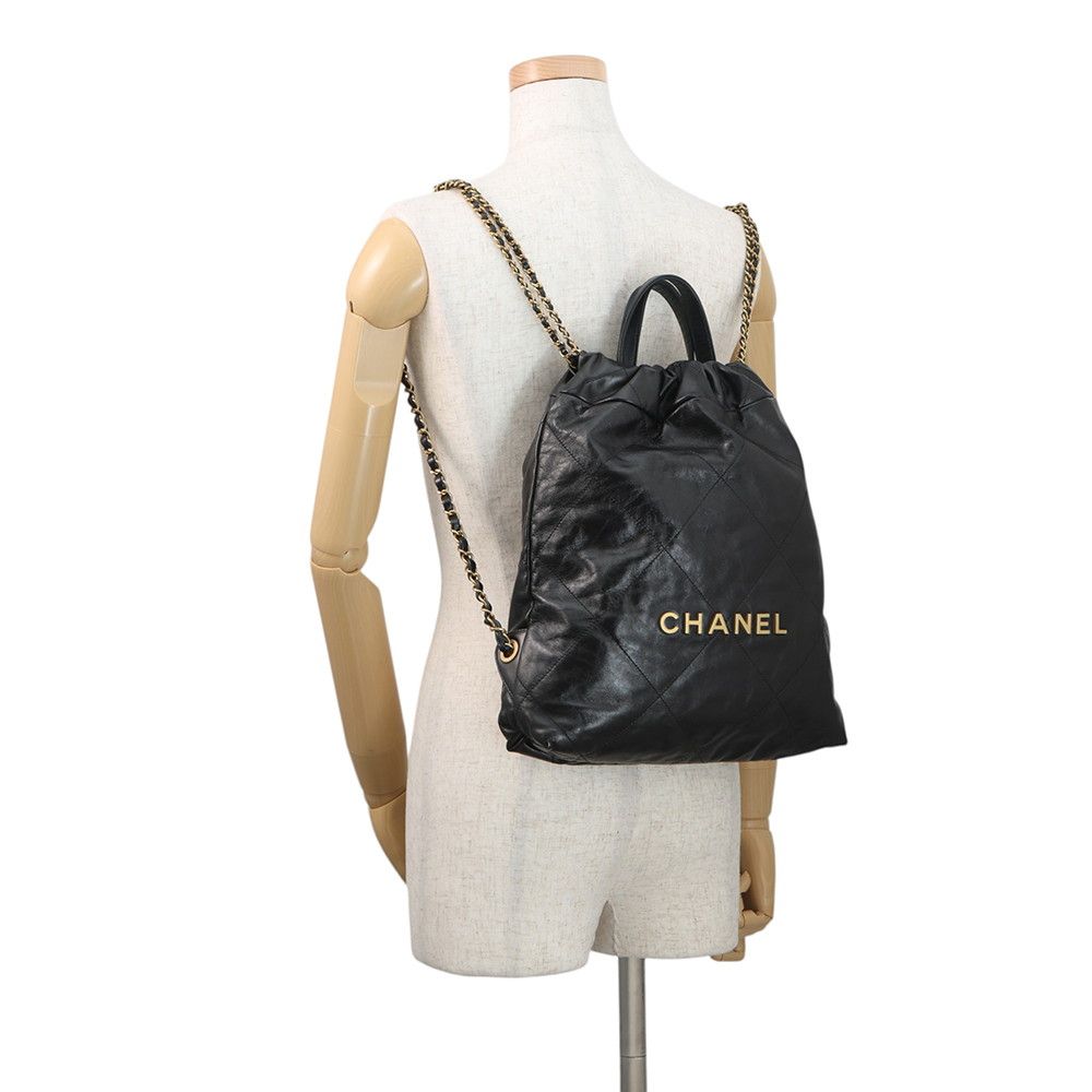 Chanel Backpack 22 Small Shiny Calfskin Black — view 4