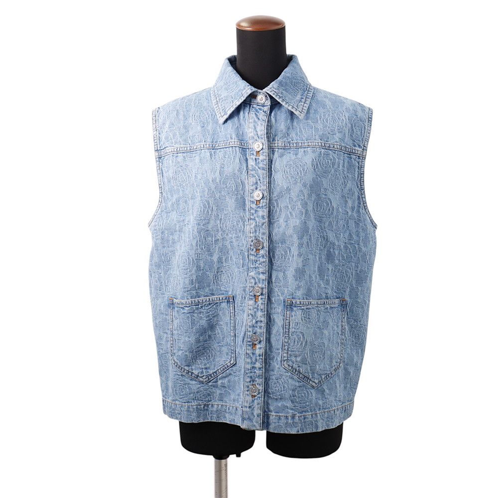 Chanel Vest Denim Camellia Cotton 36