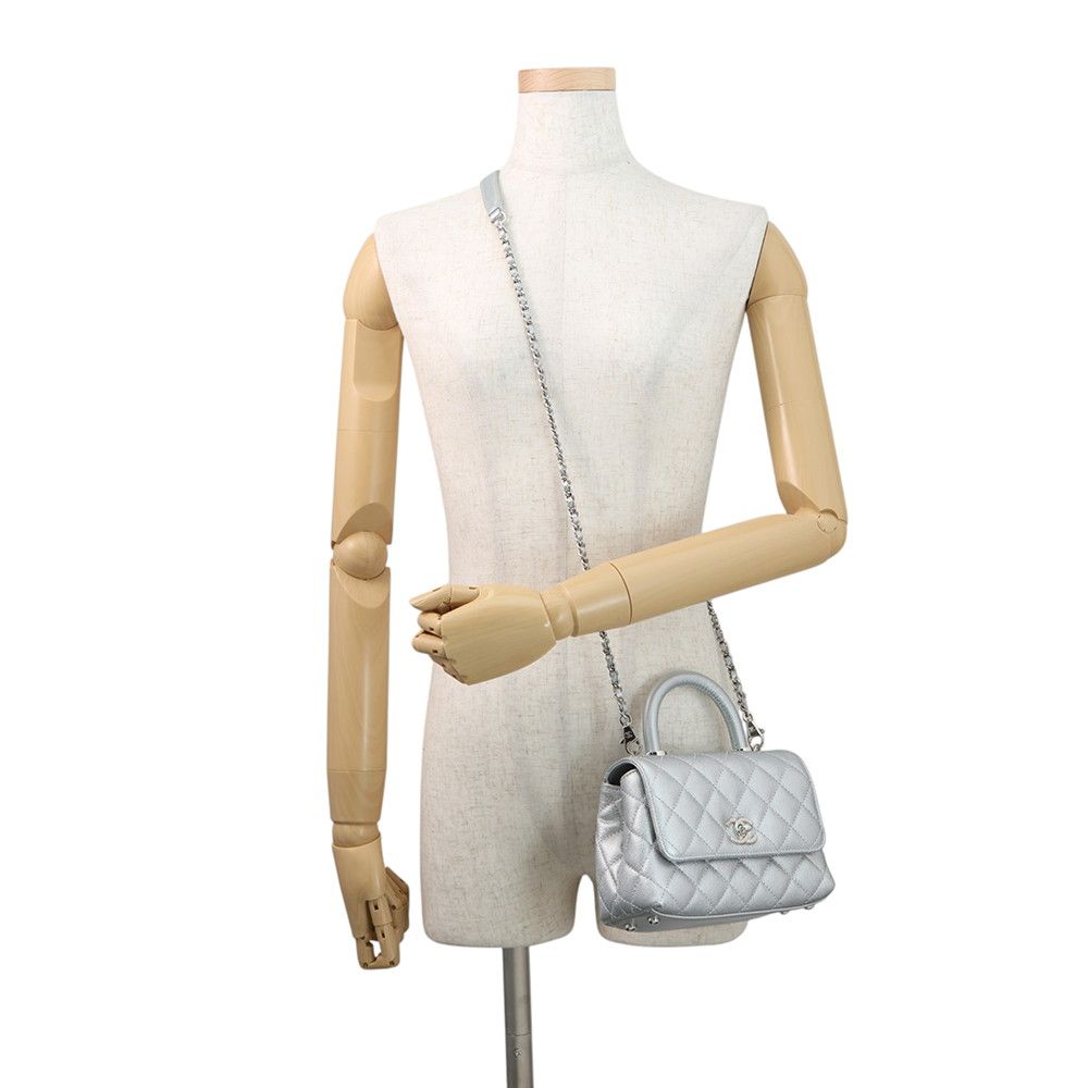 Chanel Handbag CC Logo Coco Handle Quilted Xxs Caviar Leather 2-Way — view 5
