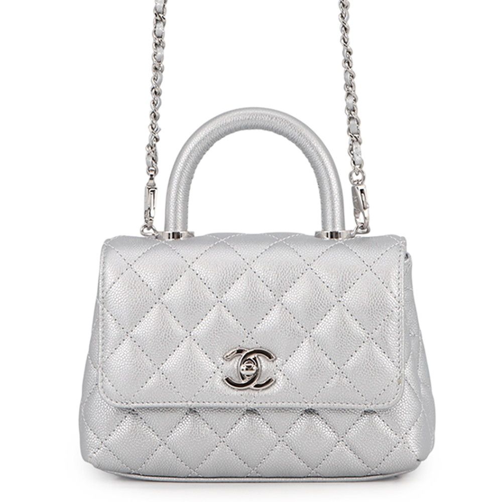 Chanel Handbag CC Logo Coco Handle Quilted Xxs Caviar Leather 2-Way