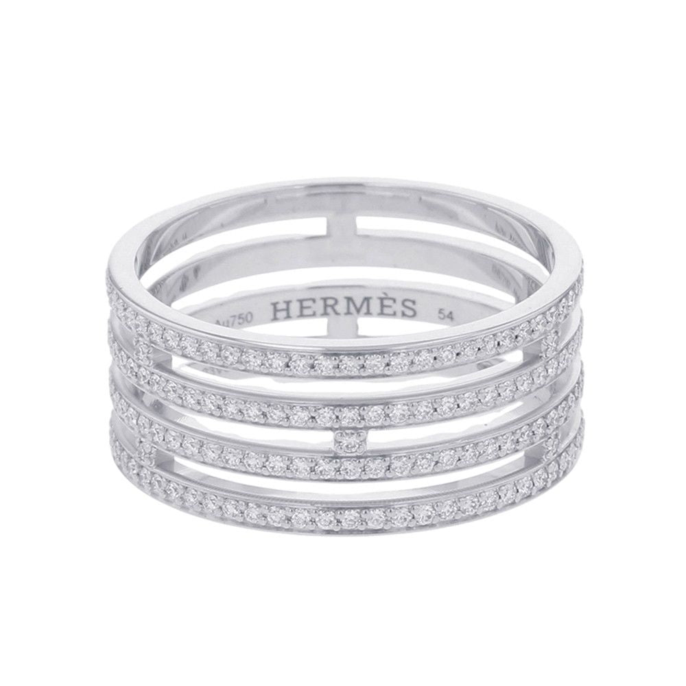 Hermes Ring Arianne GM Wedding Diamond Total 18k White Gold