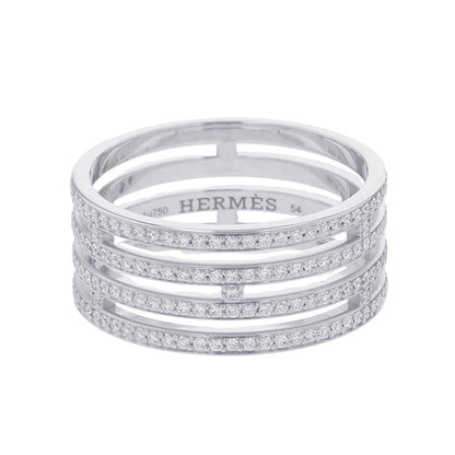 Hermes Ring Arianne GM Wedding Diamond Total 18k White Gold