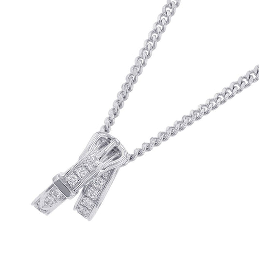 Hermes Necklace Etriviere Pendant Diamond Total 18k White Gold 40