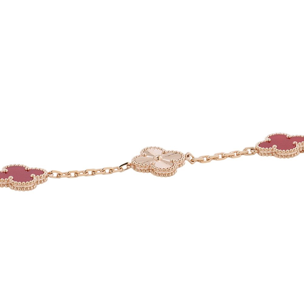 Van Cleef & Arpels Bracelet Vintage Alhambra 5 Motif Carnelian Guilloche 18k — view 2