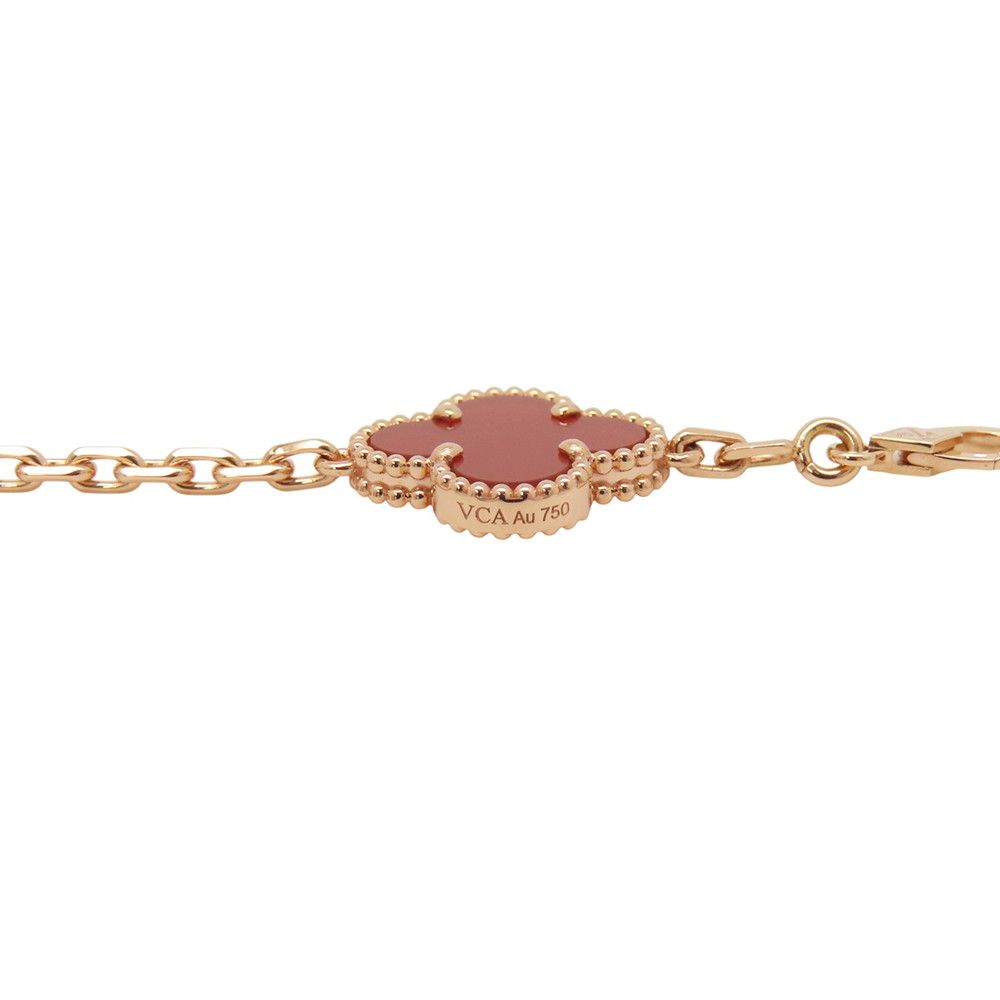 Van Cleef & Arpels Bracelet Vintage Alhambra 5 Motif Carnelian Guilloche 18k — view 9