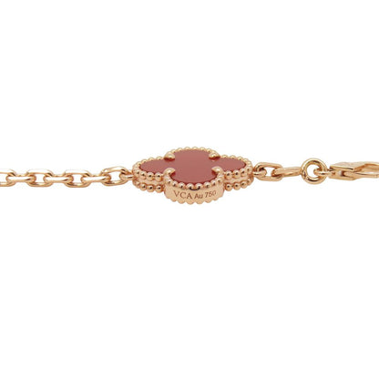 Van Cleef & Arpels Bracelet Vintage Alhambra 5 Motif Carnelian Guilloche 18k — view 9