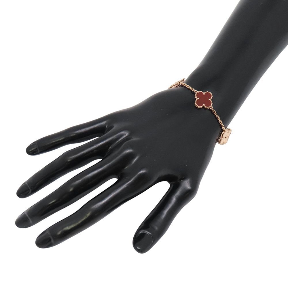 Van Cleef & Arpels Bracelet Vintage Alhambra 5 Motif Carnelian Guilloche 18k — view 3