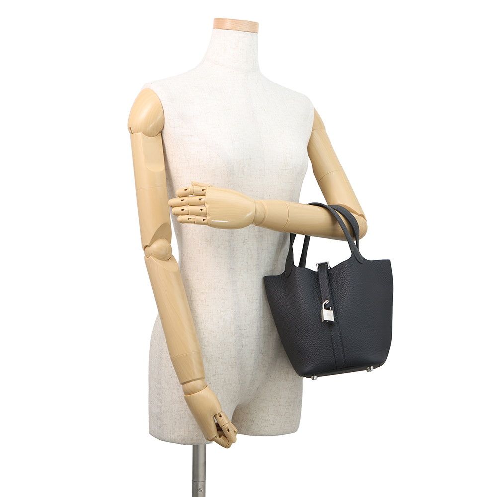 Hermes Handbag Picotin Lock PM Canvas Silver Taurillon Clemence — view 4