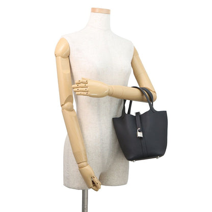 Hermes Handbag Picotin Lock PM Canvas Silver Taurillon Clemence — view 4