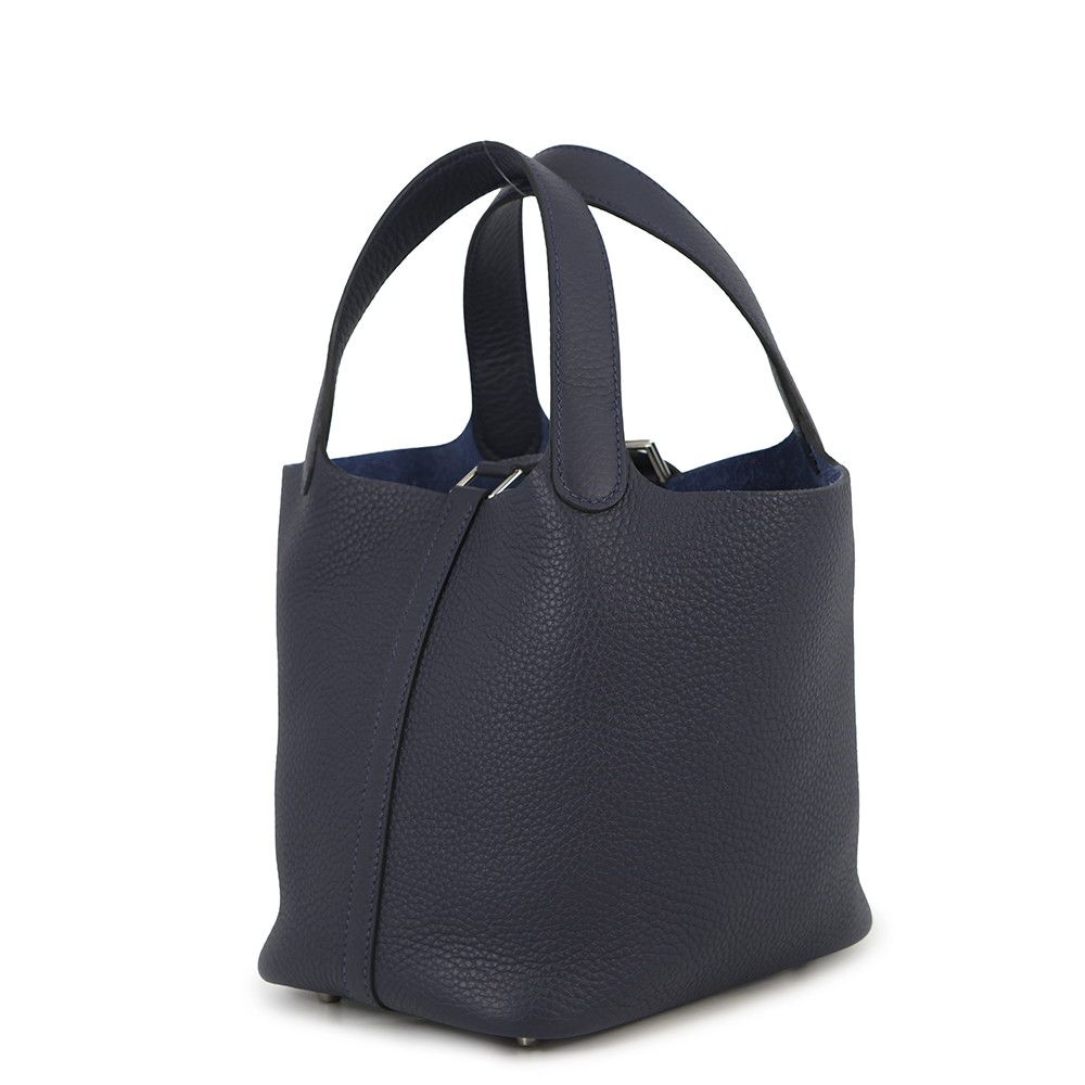 Hermes Handbag Picotin Lock PM Blue Nuit Silver Taurillon Clemence — view 2