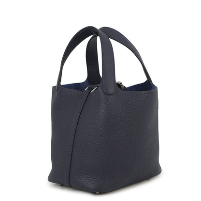 Hermes Handbag Picotin Lock PM Blue Nuit Silver Taurillon Clemence — view 2