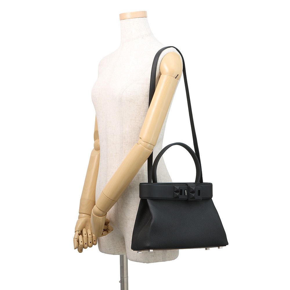 Hermes Handbag Medallion Black Silver Togo Swift 2-Way — view 5
