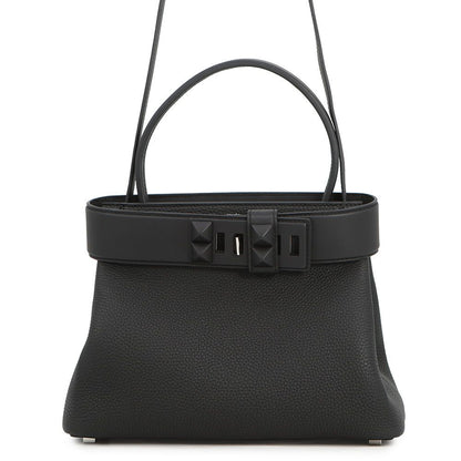 Hermes Handbag Medallion Black Silver Togo Swift 2-Way