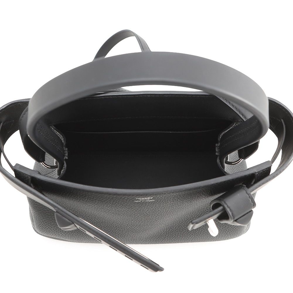Hermes Handbag Medallion Black Silver Togo Swift 2-Way — view 6