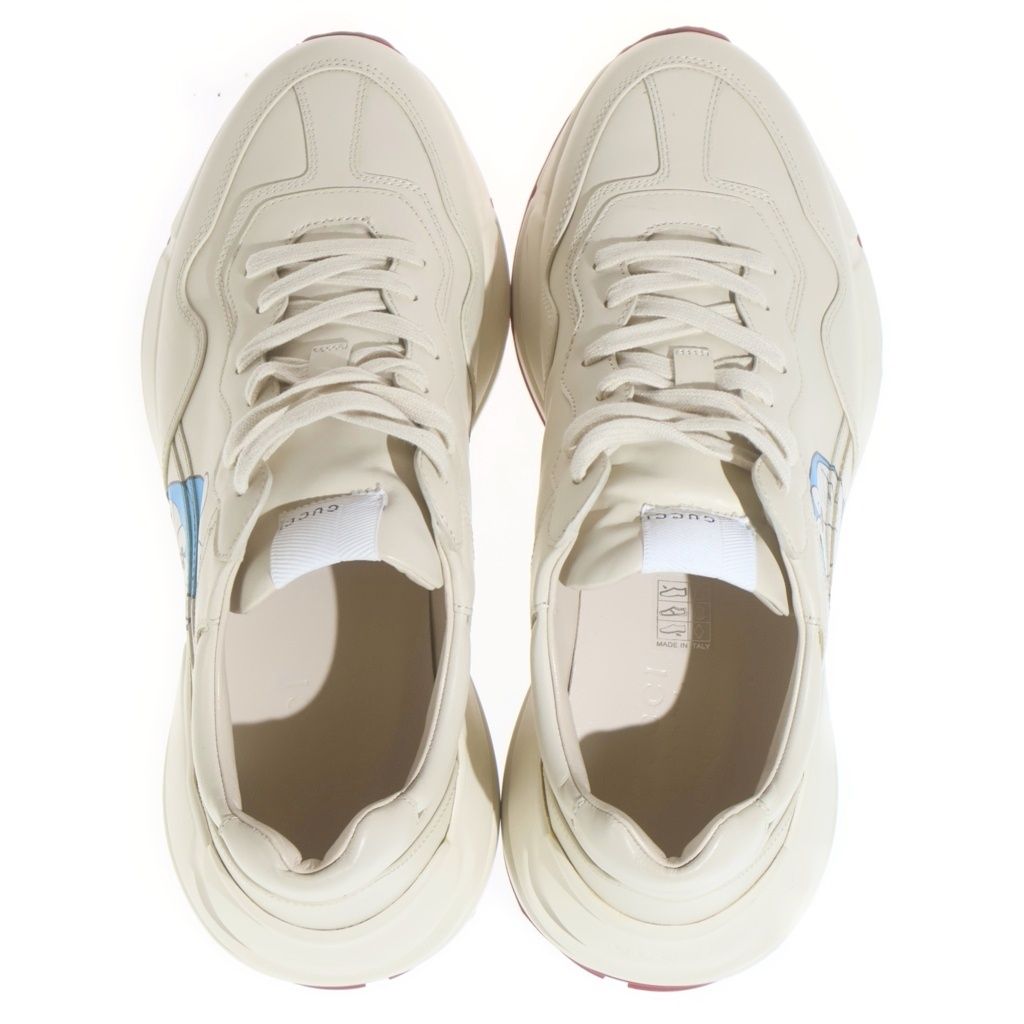 Gucci Doraemon Character Logo Leather Mid Cut Sneakers Beige — view 4