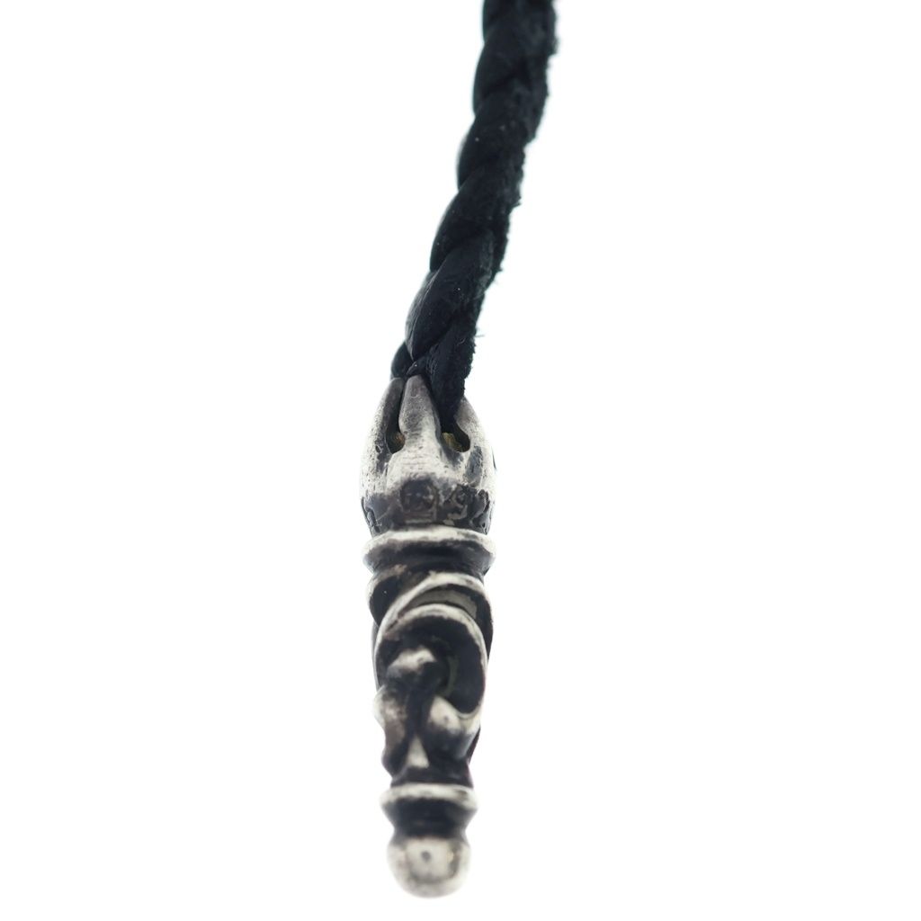 Chrome Hearts Leather Braid Scroll Blade Silver Necklace — view 5