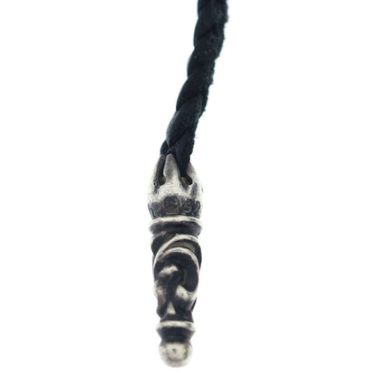 Chrome Hearts Leather Braid Scroll Blade Silver Necklace — view 5