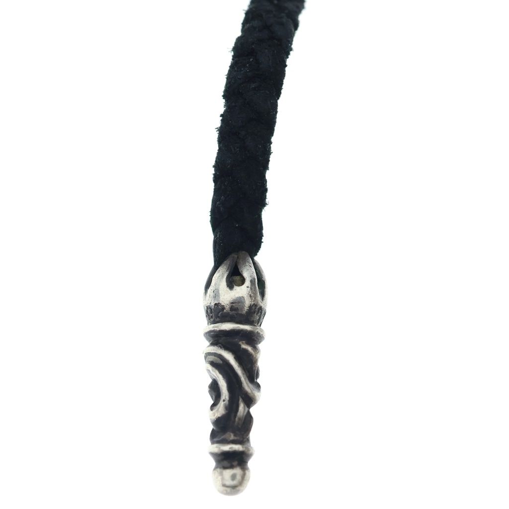 Chrome Hearts Leather Braid Scroll Blade Silver Necklace — view 4