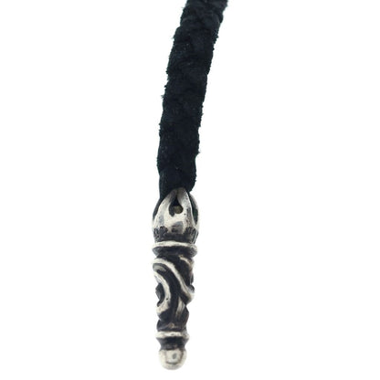 Chrome Hearts Leather Braid Scroll Blade Silver Necklace — view 4
