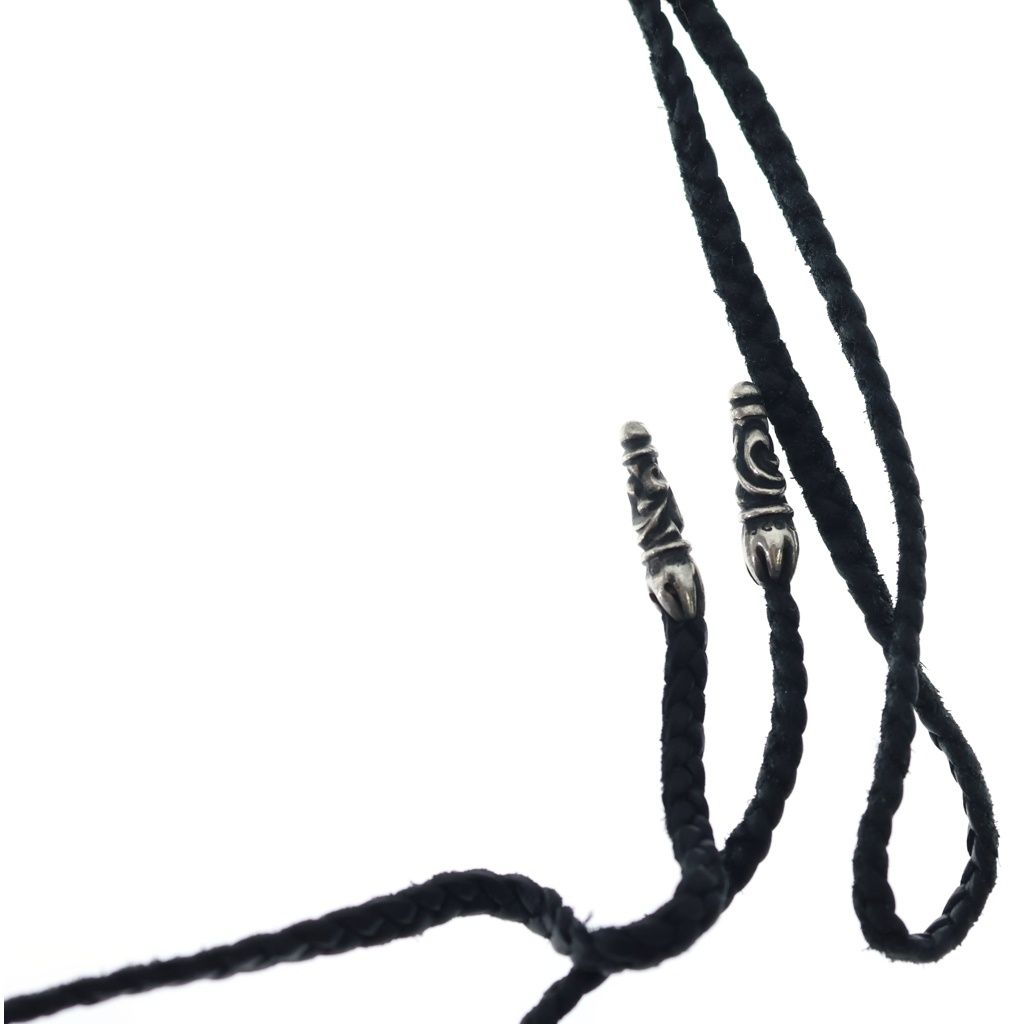 Chrome Hearts Leather Braid Scroll Blade Silver Necklace — view 6