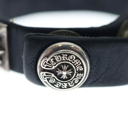 Chrome Hearts Zero Stud Sngl Row Pyramid Studs Single Leather Bracelet Silver — view 5