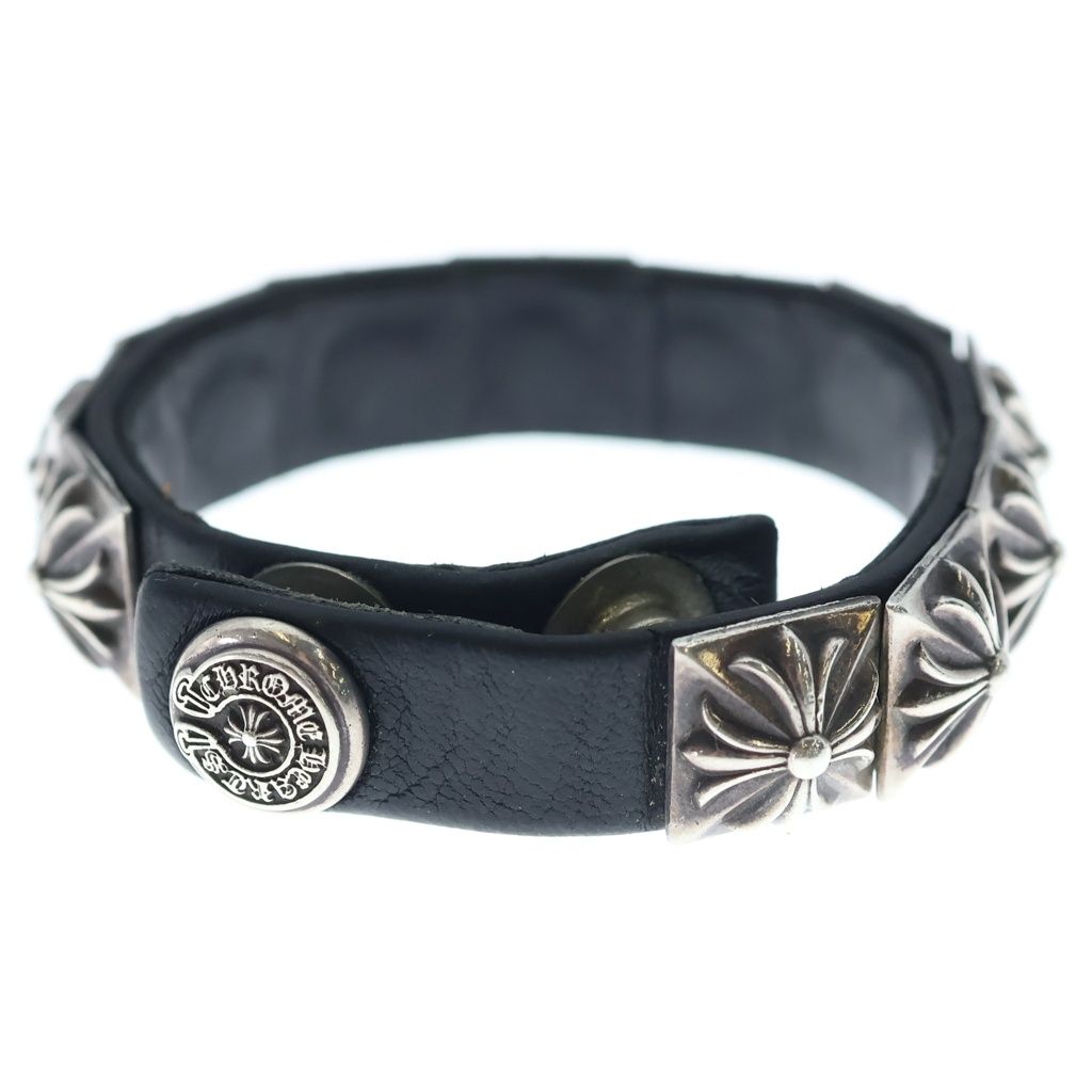 Chrome Hearts Zero Stud Sngl Row Pyramid Studs Single Leather Bracelet Silver — view 2