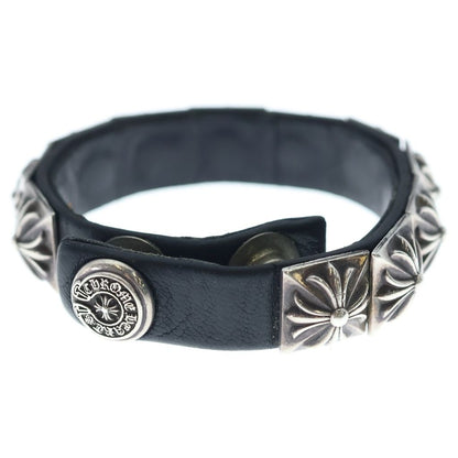 Chrome Hearts Zero Stud Sngl Row Pyramid Studs Single Leather Bracelet Silver — view 2
