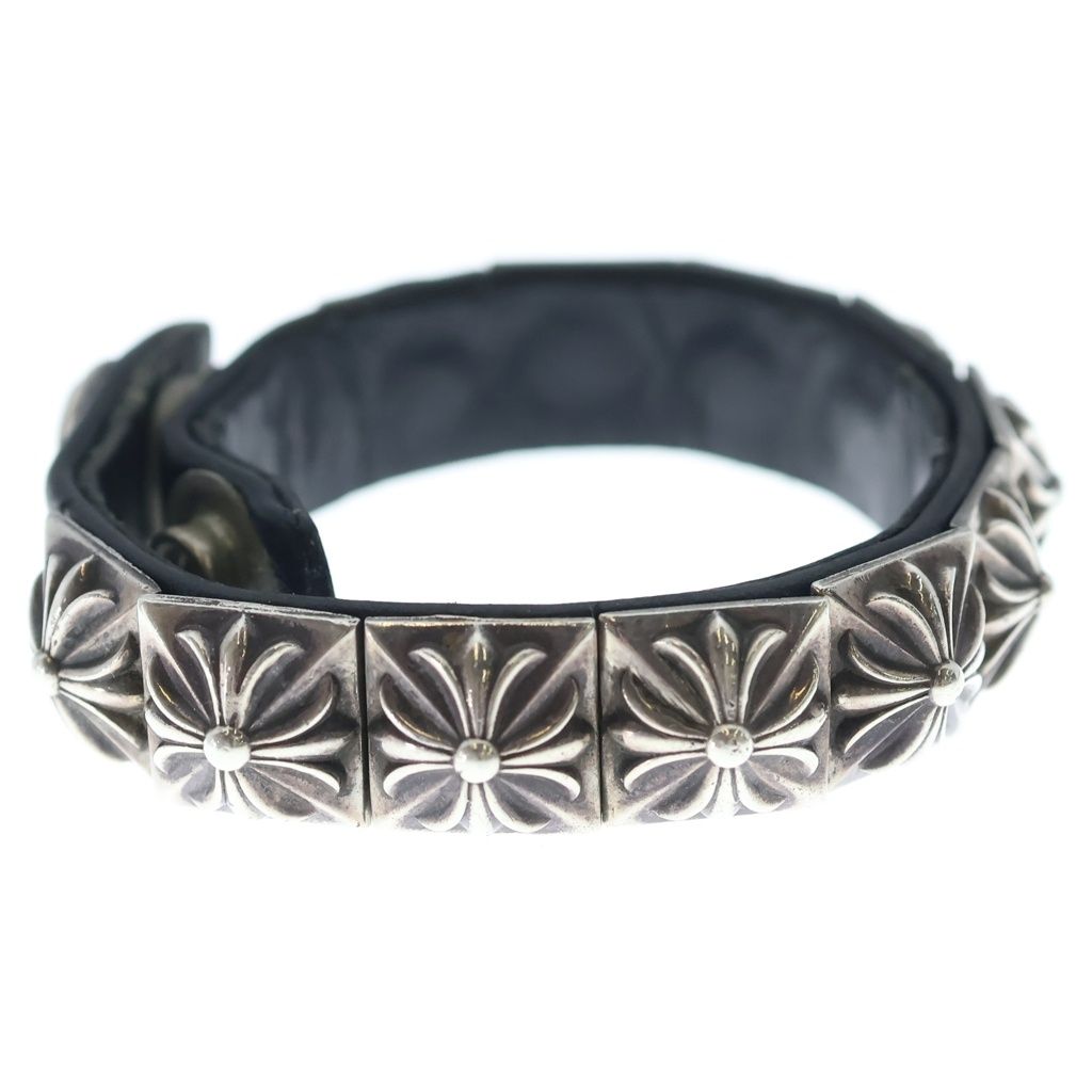 Chrome Hearts Zero Stud Sngl Row Pyramid Studs Single Leather Bracelet Silver — view 3