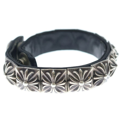 Chrome Hearts Zero Stud Sngl Row Pyramid Studs Single Leather Bracelet Silver — view 3