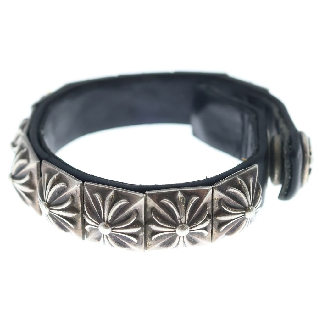 Chrome Hearts Zero Stud Sngl Row Pyramid Studs Single Leather Bracelet Silver — view 4