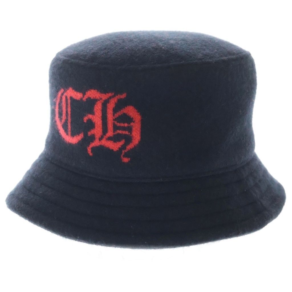 Chrome Hearts Cashmere Bucket Hat CH Logo Scroll Label Patch Black