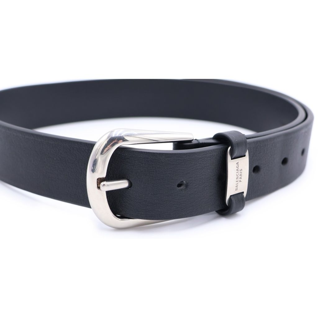 Balenciaga Suit Belt Calfskin Antique Style Leather Logo Plate Buckle Black — view 4