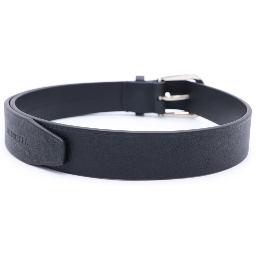 Balenciaga Suit Belt Calfskin Antique Style Leather Logo Plate Buckle Black — view 2