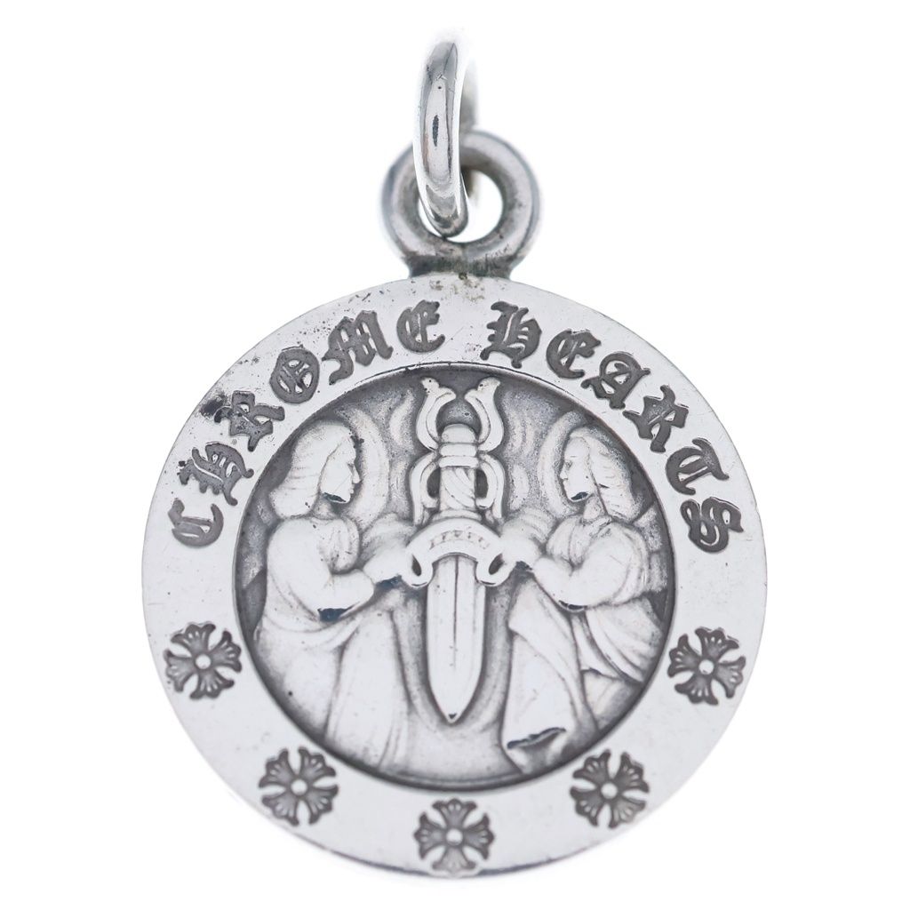 Chrome Hearts Chrm Angl Mdl V2 Angel Medal Charm Pendant Silver