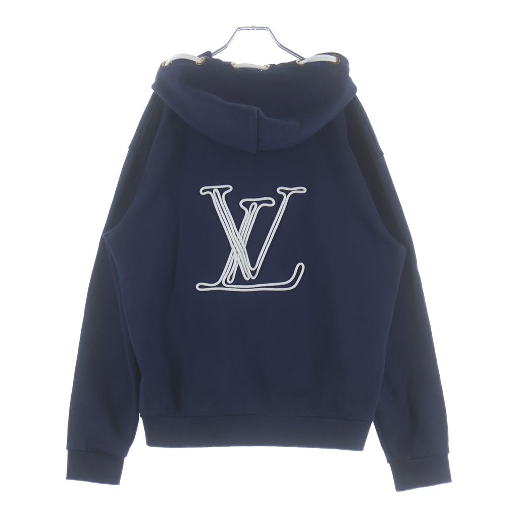 Louis Vuitton LV Notice Logo Pullover Hoodie Navy