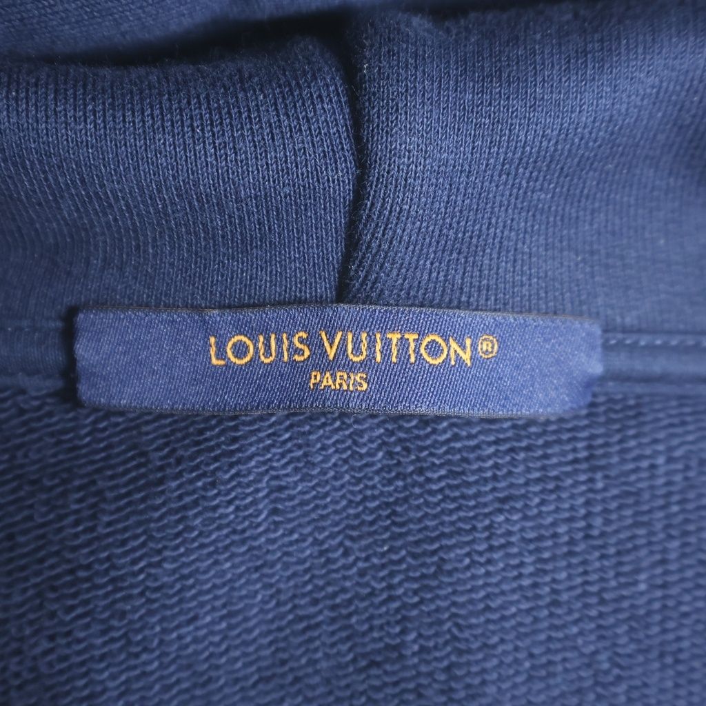 Louis Vuitton LV Notice Logo Pullover Hoodie Navy — view 6