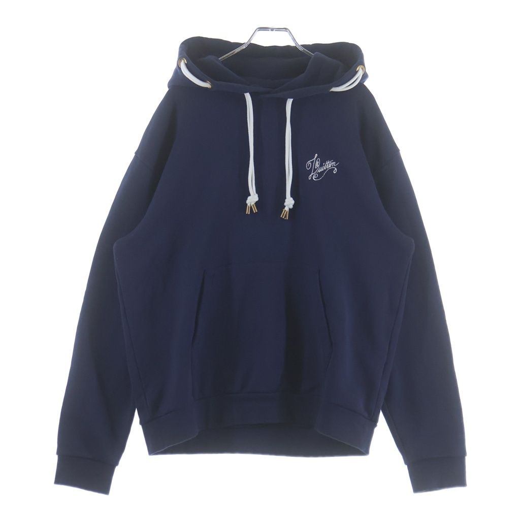 Louis Vuitton LV Notice Logo Pullover Hoodie Navy — view 2
