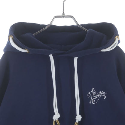 Louis Vuitton LV Notice Logo Pullover Hoodie Navy — view 3