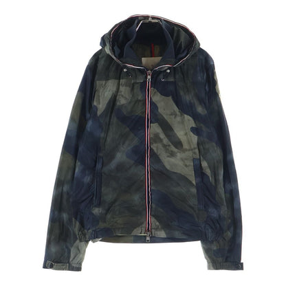 Moncler Nath Camouflage All Over Pattern Nylon Hooded Zip Up Jacket Khaki