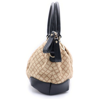 Gucci Diamanth 2-Way Shoulder Bag Black Beige Canvas Leather Gold — view 3